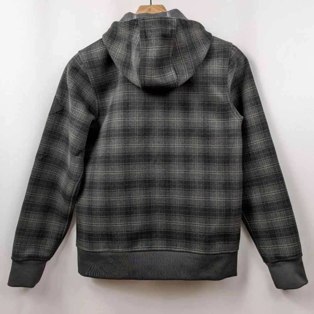 The North Face Jacket Hooded Full Zip Outbound Plaid Hoodie Green/Black Small